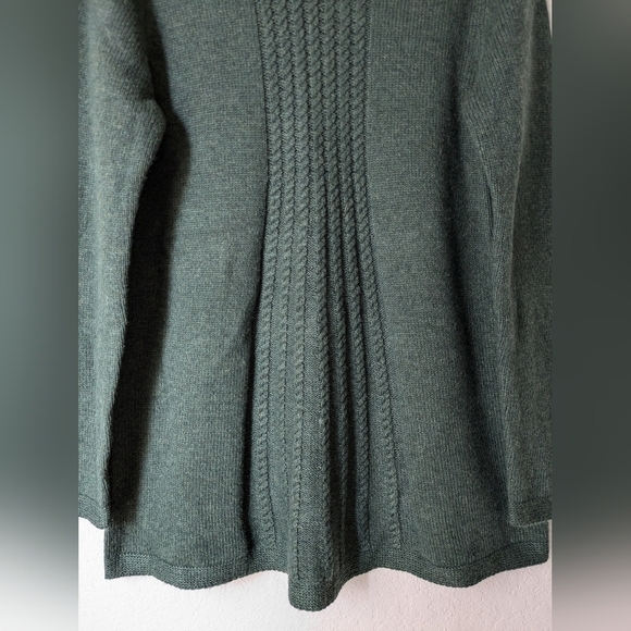 Soft Surroundings Evergreen Cable Knit Wool Blend Crewneck Sweater - Picture 6 of 11